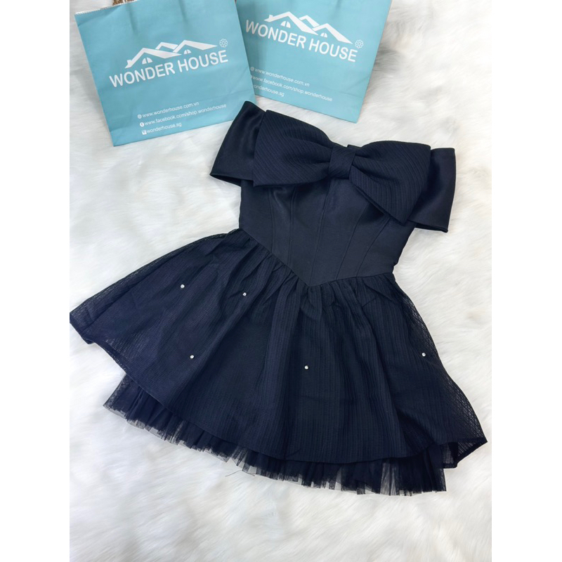 Wonderhouse Karina Dress Đầm trễ vai phối bèo 2 tầng chất vải dày dặn form dự tiệc, dạo phố nữ tính