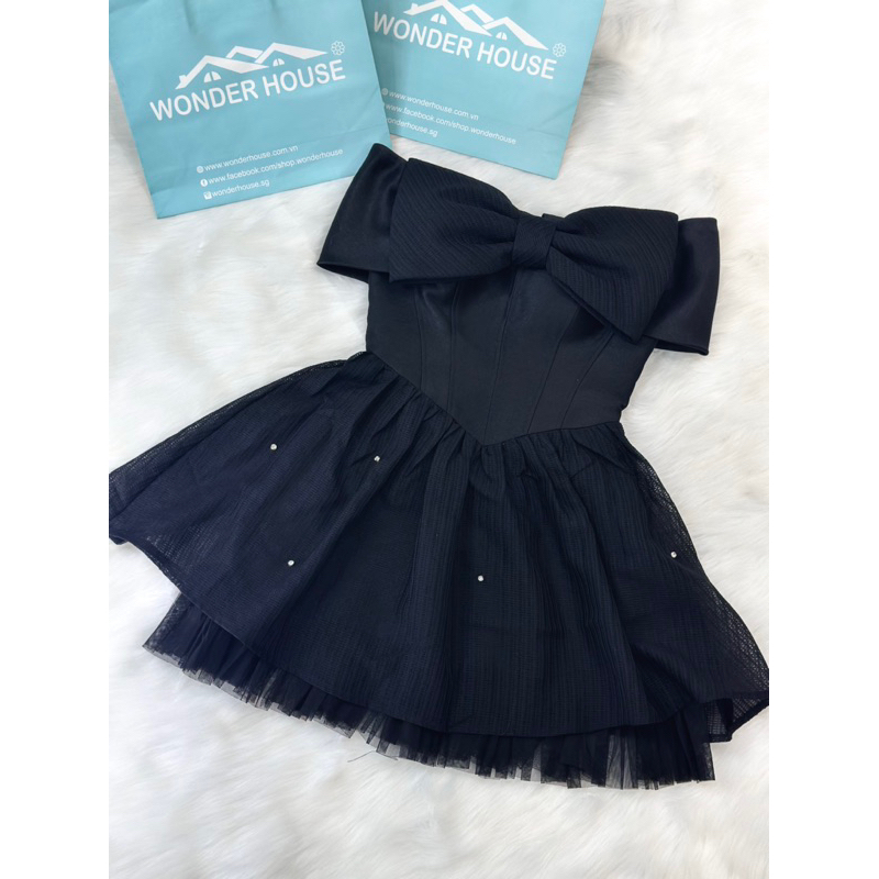 Wonderhouse Karina Dress Đầm trễ vai phối bèo 2 tầng chất vải dày dặn form dự tiệc, dạo phố nữ tính