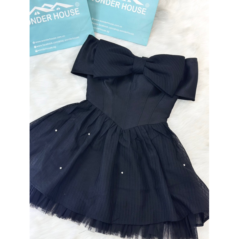 Wonderhouse Karina Dress Đầm trễ vai phối bèo 2 tầng chất vải dày dặn form dự tiệc, dạo phố nữ tính