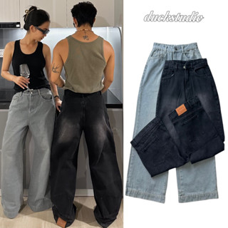 Quần Jean Wash Ống Rộng phối Túi Ngược tôn dáng unisex