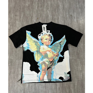 Áo Thun Form Rộng Màu Đen Cotton 2 Chiều In Lụa - THIÊN THẦN ĐỢT 1