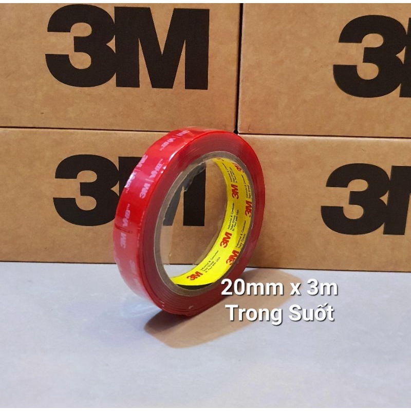 Băng Keo Trong Suốt 3M 2 Mặt cường lực 20mm*3m