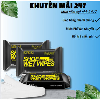 Khăn lau giầy túi đen 12t khăn giấy lau giày siêu sạch, giấy vệ sinh giày không hóa chất