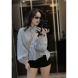 ÁO SƠ MI ĐŨI KẺ TAY BỒNG LỆCH VẠT 🌺