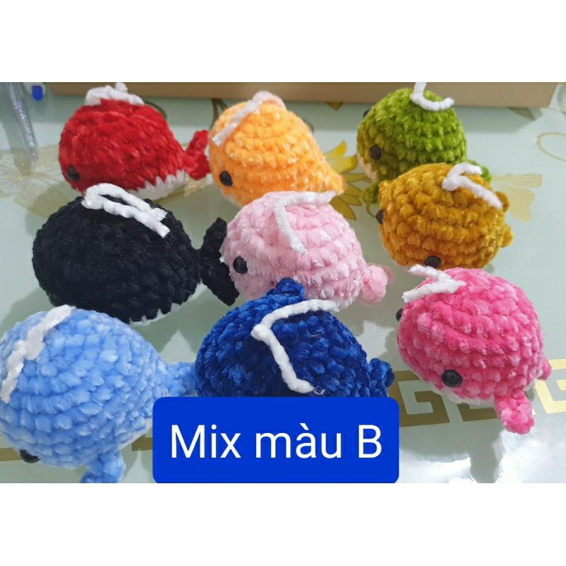 [Móc khóa]Móc khóa Cá voi móc len thủ công
