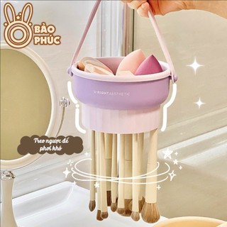 Giá phơi cọ trang điểm - Hộp vệ sinh mút trang điểm đa năng - Dụng cụ giặt cọ trang điểm nhỏ gọn tiện lợi