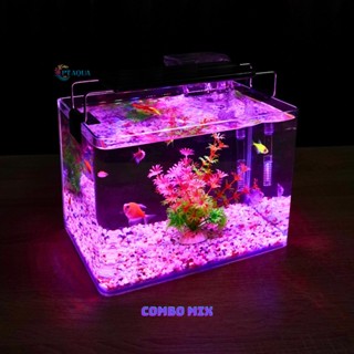 Bể cá mini Đúc uốn cong 25x16x18cm để bàn Với nhiều mẫu lựa chọn có kèm phụ kiện sỏi nền và cây nhựa