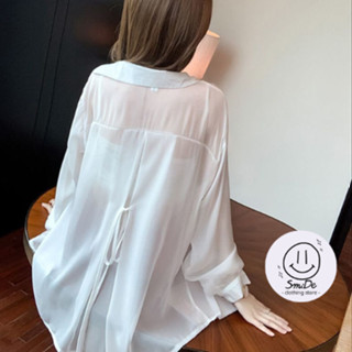  Áo Khoác Ngoài Áo Sơ Mi Mỏng Nữ Dài Tay Form Rộng Xẻ Lưng Cột Nơ Nhiều Màu Năng Động Phù Hợp Mọi Lứa Tuổi Smide 