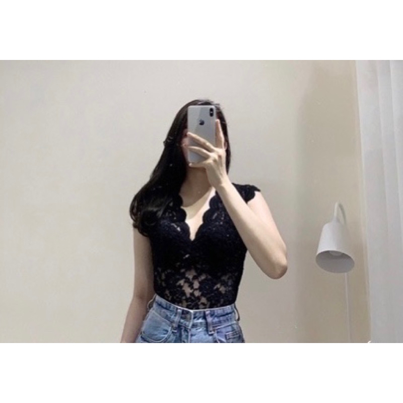 Áo Zara Auth Tuồn Ren Đen Sexy Size S ( Có Sẵn )