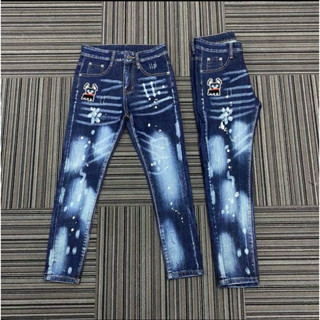 Quần Jean Dsq2 IC Chó Xanh Xước Chấm Sơn Loang Màu