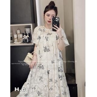 Váy tơ hoa nổi babydoll siêu xinh sm