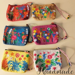 Ví mini vải đay thêu hoa cỡ 10*14 cm - made in Vietnam