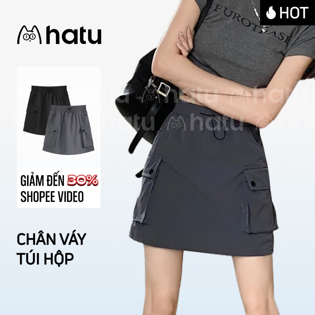 Chân Váy Chữ A Ngắn Kaki Túi Hộp Lưng Chun Dây Rút Ôm Body Cá Tính Hot Trend Douyin Y2K Ulzzang Hàn