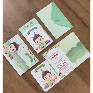 Thiệp Thôi nôi sinh nhật bé trai dễ thương