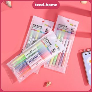  Bút Highlight Pastel Dạ Quang Bút Màu Hai Đầu Bút Đánh Dấu Nhớ Dòng Double CM  3 6 Màu Tuỳ Chọn  D005 