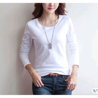  Áo thun trơn cổ tròn tây dài 