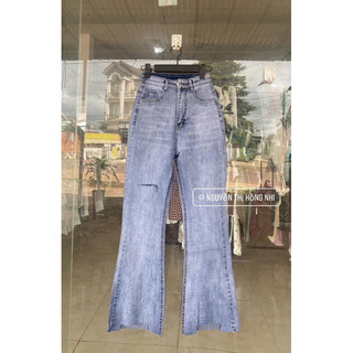 Jeans dài ống loe rách gấu 1line