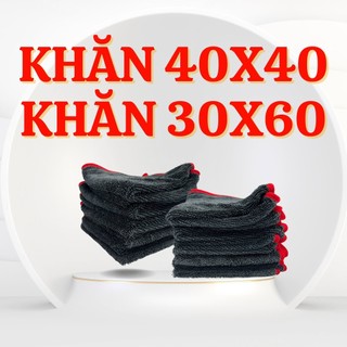 Combo 5 khăn lau xe size 40x40 viền đỏ mẫu mới