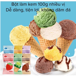 Bột làm kem 100gr vị xoài, dâu, vani, cacao, khoai môn, trà xanh