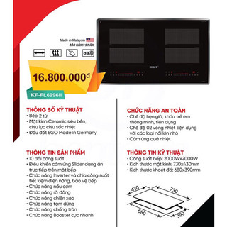 Bếp từ đôi KAFF KF-FL6996II  ( Tặng quạt điều hoà , chảo , đĩa nướng , aptomat , bình nước ..)