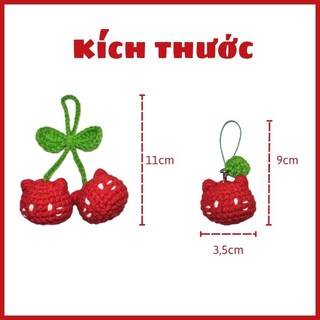 [ORDER 15 NGÀY] Móc khóa Cherry mèo móc len 🍒🐱
