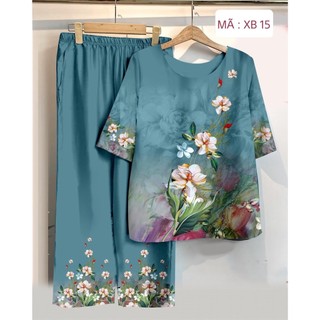 SÉT ĐỒ CHO MẸ CHO BÀ chất lụa mềm mịn mát, mặc thoải mái, dễ chịu