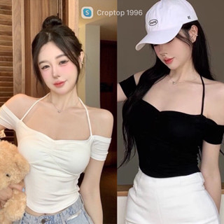 Áo kiểu nữ bẹt vai dây yếm quyến rũ A243