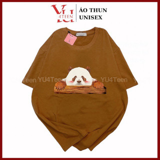 Áo Thun PHÔNG UNISEX in Decal GẤU TRÚC PANDA THẤT TỬ ANH 7 QIZAI NÂU (Đủ size M-L-XL-XXL bigsize)