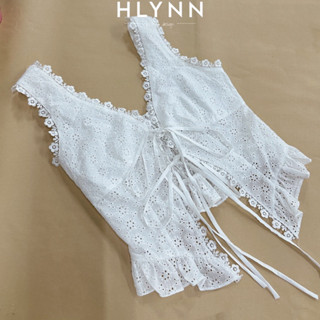 Áo croptop sát nách ren thô viền hoa cổ V mặc đi biển m280
