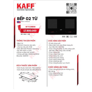 Bếp Từ KAFF KF-FL9889II ( tặng tấm rửa silicon, chảo )