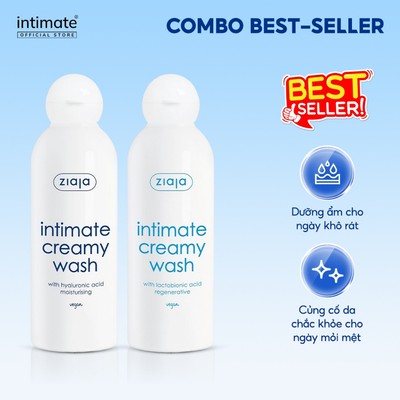Combo Dung Dịch Vệ Sinh Phụ Nữ Ziaja Intimate With Hyaluronic và Lactobionic Acid 200ml