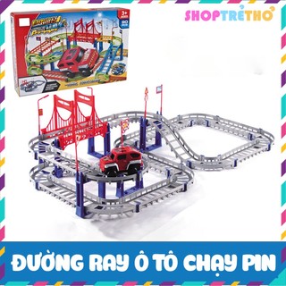 Đồ Chơi Lắp Ráp Đường Ray Ôtô Chạy Pin, Bộ đồ chơi đường đua ô tô tự động di chuyển cho bé