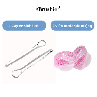 Set quà tặng 2 món khi mua tăm nước Flossie: 2 viên nước súc miệng + 1 cây vệ sinh lưỡi