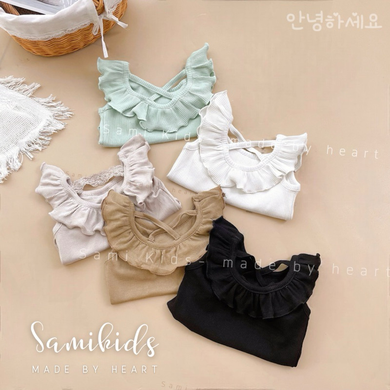 Áo thun cổ bèo đan lưng 4-14kg SA52CG