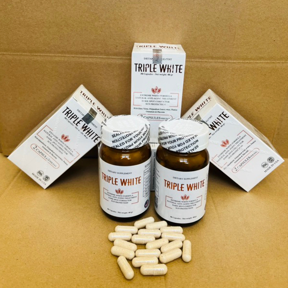 VIÊN UỐNG TRIPLE WHITE - VIÊN UỐNG GLUTATHION 1200MG TRẮNG DA, MỜ NÁM, GIẢM THÂM HỘP 50 VIÊN