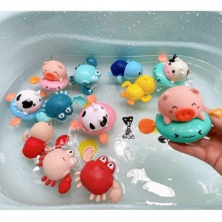 Đồ chơi nhà tắm cho bé, cá heo vặn cót lội nước rùa bơi trong nước, vịt, cua, heo, đồ chơi con vật thả bồn tắm
