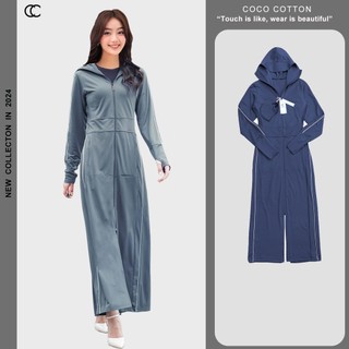Áo chống nắng nữ toàn thân VIỀN thể thao 2 lớp dáng dài liền thân chất thun lạnh Nhật SUNTOP chống UV50+ CCN03