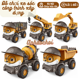 Xe Sóc Ô Tô Đồ Chơi Xe ben chở cát ô tô máy múc cần cẩu công trình xe trộn bê tông cỡ lớn anhdochoi