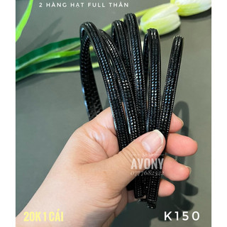 Cài bờm tóc đính hạt nhựa giả đá đen lấp lánh