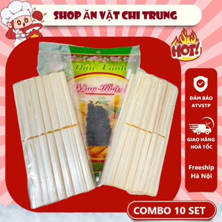 COMBO 10 SET Bò Bía Đầy Đủ (Hàng loại 1) bịch lá cuốn 30 lá loại to + 6 thanh kẹo + vừng đồ ăn vặt Hà Nội siêu hot
