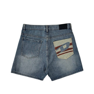 QUẦN SHORT JEANS -PHỐI MÀU THÊU CHỮ D -UNISEX NAM NỮ