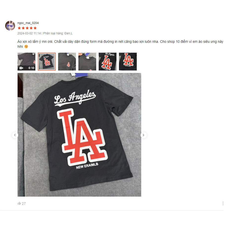 Áo Thun Tay Lỡ LA Unisex Nam Nữ Form Rộng Chất Liệu Cotton, Áo Phông Nam Nữ MLB Hottrend 2024