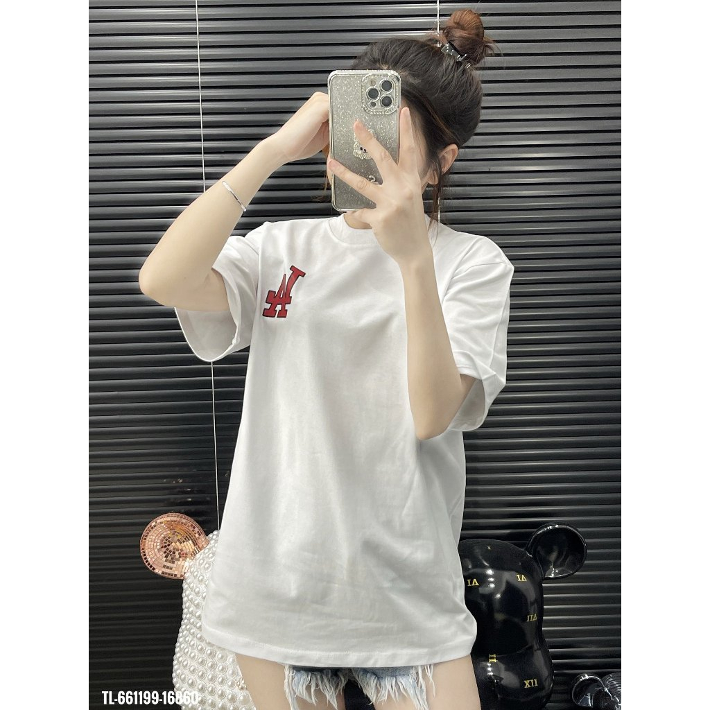 Áo Thun Tay Lỡ LA Unisex Nam Nữ Form Rộng Chất Liệu Cotton, Áo Phông Nam Nữ MLB Hottrend 2024