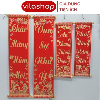 Câu đối đỏ chúc tết, câu đối trang trí tết, chúc mừng năm mới, an khang thịnh vượng đón tết 2025