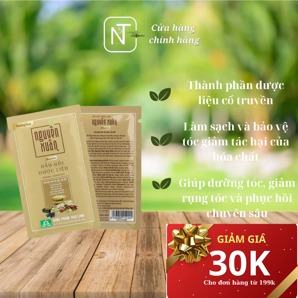 Gói dầu gội dược liệu Nguyên Xuân GDG - 101 Giúp dưỡng tóc và sạch gàu