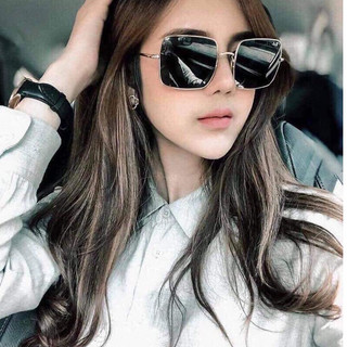 Mắt Kính Râm Nam Nữ Chống Nắng Gọng Kính Mắt Thời Trang Mặt Vuông Khung Kim Loại Trẻ Trung -VUÔNG ĐEN