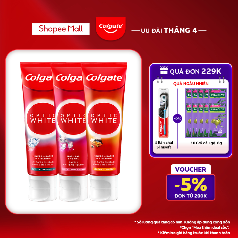 Kem Đánh Răng Colgate Optic White làm trắng sáng răng trong 7 ngày