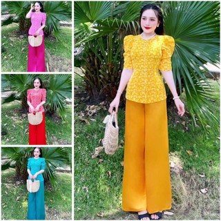 Bộ bà ba lụa gấm tay phồng