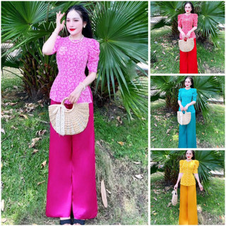 Bộ bà ba lụa gấm tay phồng