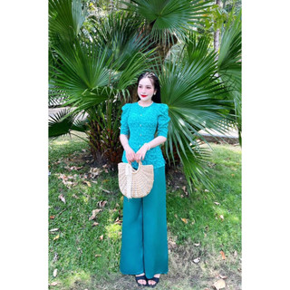 BỘ BÀ BA LỤA GẤM TAY PHỒNG